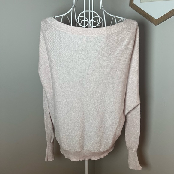J. Society Women's L Light Pink Metallic Pullover Sweater Cotton Blend Dolman - Picture 4 of 5
